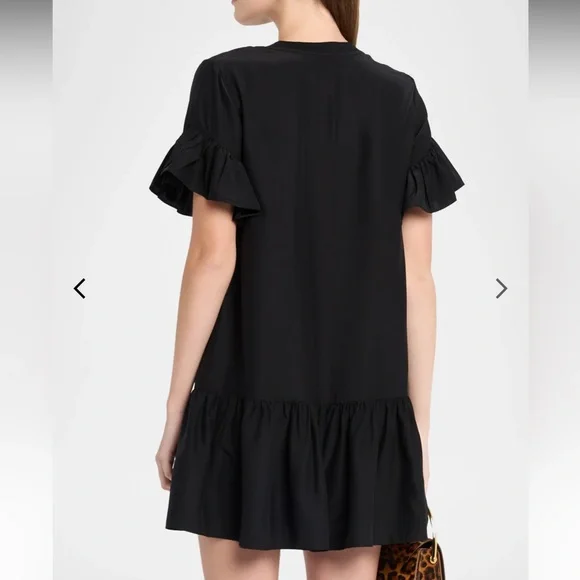 Cinq à Sept Leilah Silk Mini Dress Black Ruffle Flounce Dropped Waist Sz S NWT - Picture 11 of 16